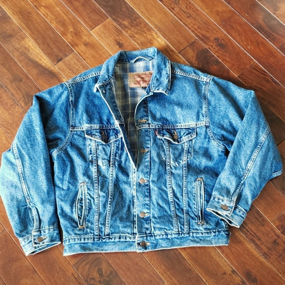 Vtg Sz M Levi's Red Tag Flannel Lined Denim Jacket